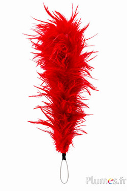 Pluim haan met ring - hoogte 40 cm - rood